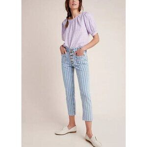 NEW NWT Anthropologie Pilcro High-Rise Slim Acid Wash Striped Jeans Size 29‎